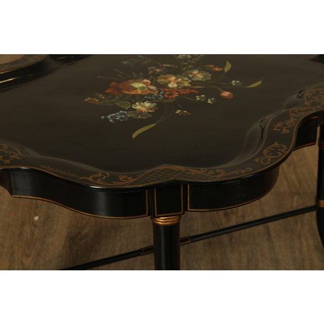 Maitland Smith Ebonized Black Gold Faux Bamboo Floral