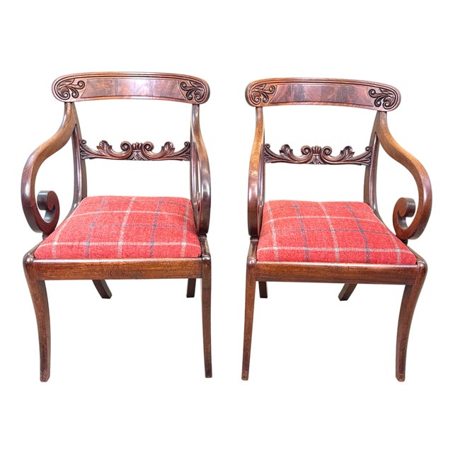 Large Regency Mahogany Carver Armchairs, 1820, Set of 2 For Sale
