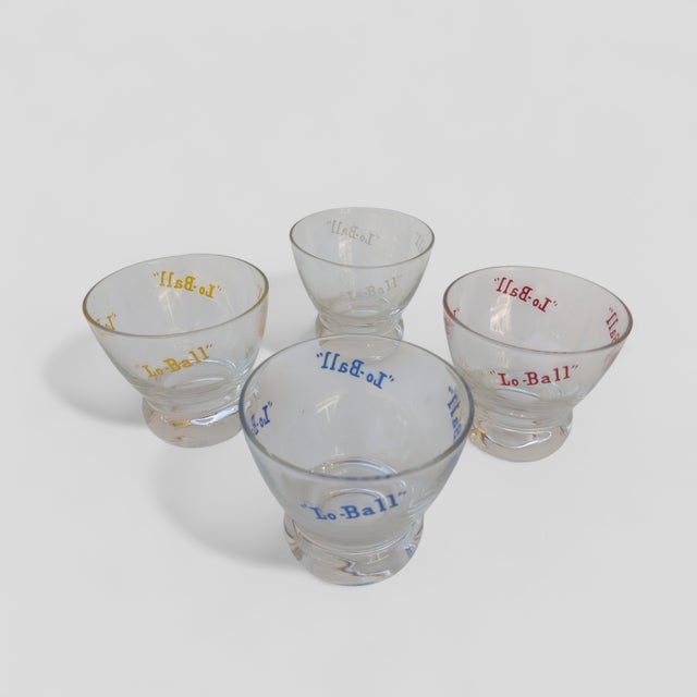 Mid 20th Century Vintage 1960s Pop Art Typology Low Ball Glasses -Set of 4 For Sale - Image 5 of 9