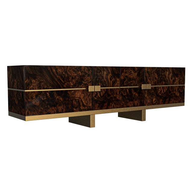 "Goodwood" Credenza With Bronze and Burl Walnut, Handcrafted For Sale In Los Angeles - Image 6 of 6