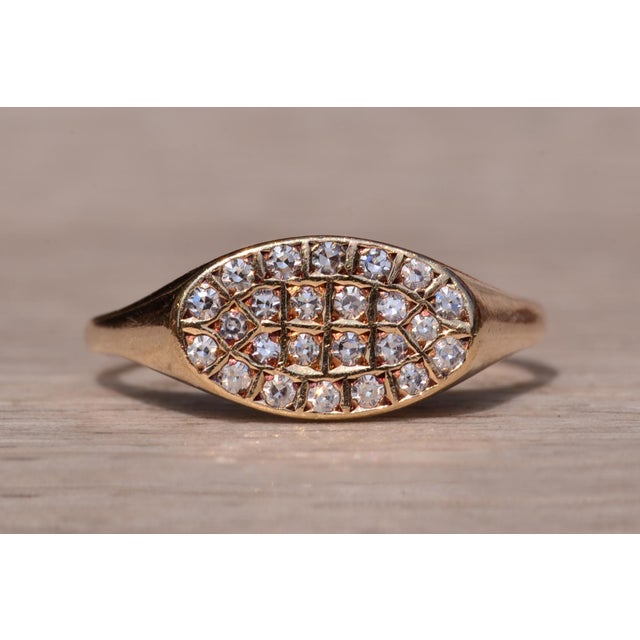 The Three Waters Lane: Mid Century Natural Diamond Signet Ring For Sale - Image 4 of 11