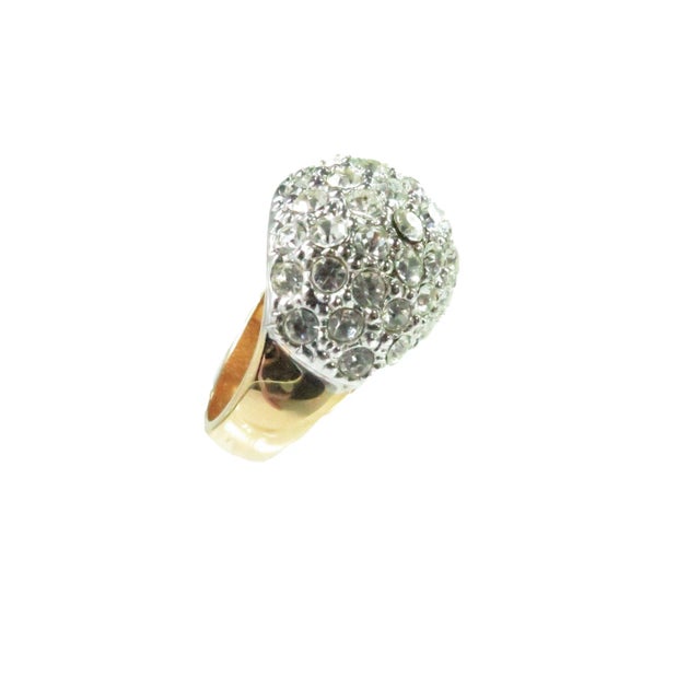 Vintage Crystal Domed Cocktail Ring 1970s, Size 8 For Sale - Image 4 of 7