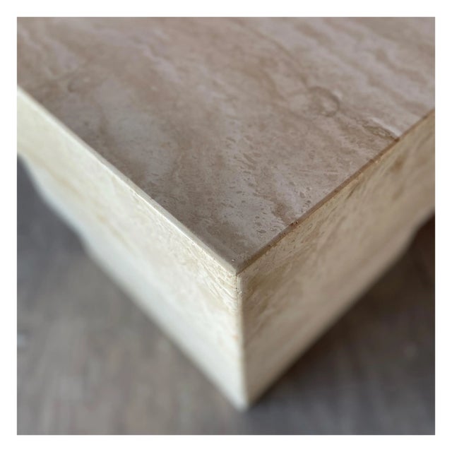 Mid Century Italian Modern Travertine Petite Side Table or Low Pedestal For Sale - Image 10 of 11