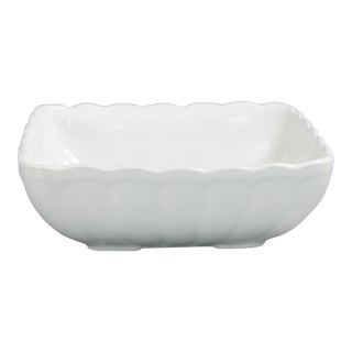 Antique 19th C. English White Ironstone Fluted Square Bowl For Sale