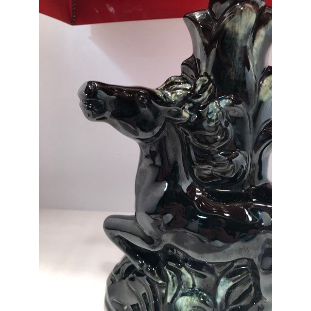 Lamps Home & Living Vintage MCM Ceramic Black Horse Table Lamp with