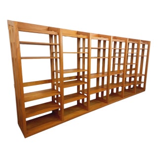 Large Modular Bookcase with Pine Shelves, 1970s, Set of 6 For Sale