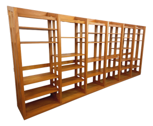 Large Modular Bookcase with Pine Shelves, 1970s, Set of 6