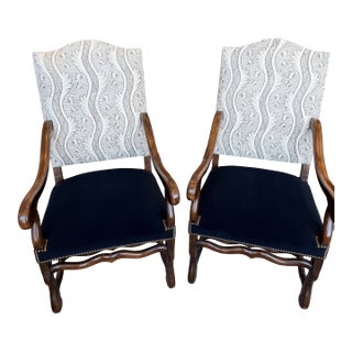 19th Century French Os De Mouton (Mutton Bone) Arm Chairs - A Pair For Sale