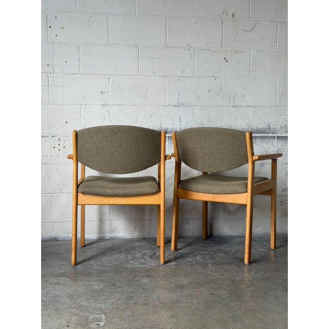 Høng Stolefabrik Beech Wood Upholstered Dining Armchairs Set of 2 Danish Vintage 1990s For Sale In Los Angeles - Image 6 of 12