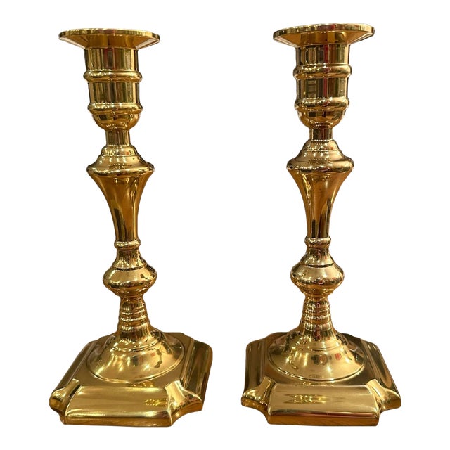 Solid Brass Candlesticks Made in Portugal Valsan Heirloom Collection 1970’s -a Pair For Sale
