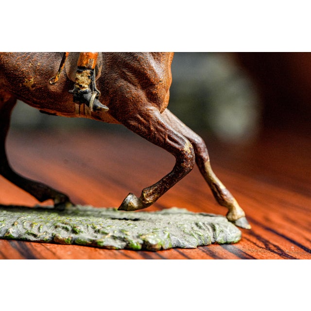 Exquisite Miniature Antique Austrian Cold Painted Bronze Polo Player on Horse Sports Statue Sculpture For Sale - Image 9 of 18