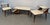 Stylish 1950s mid-century modern three-piece table set featuring a distinctive atomic-inspired tiered design. The set...