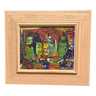 Louis Zelig, Faces, 1950s, Oil Painting on Panel, Framed For Sale