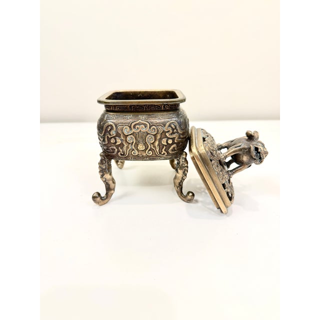 Vintage Bronze Incense Burner For Sale In New York - Image 6 of 13
