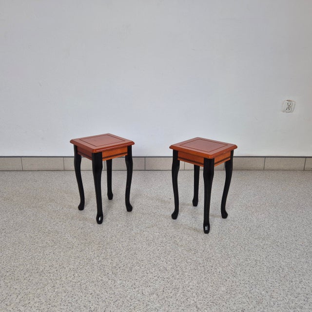 Wood Vintage Decorative Plant Stands with Cabriole Legs, 1960s, Set of 2 For Sale - Image 7 of 10