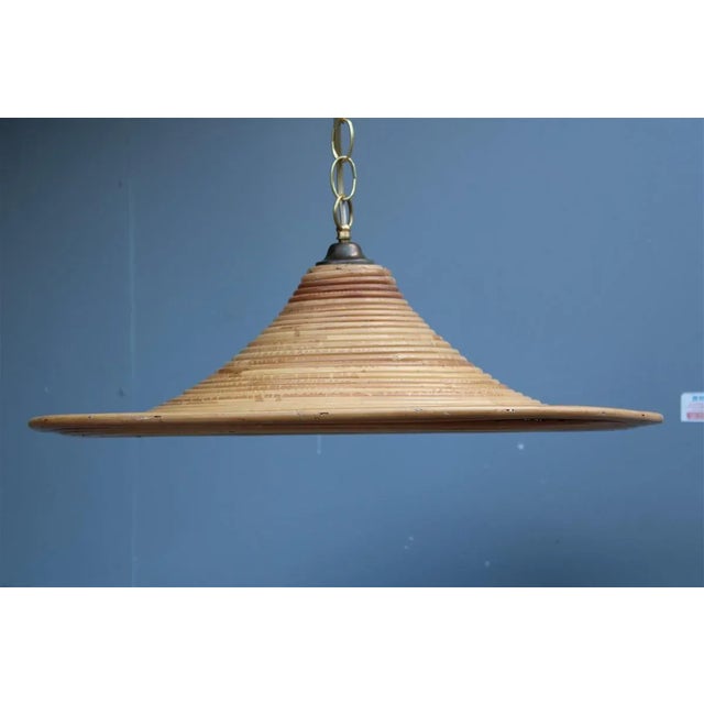 Italian Bamboo Chandelier, 1950s, in Very Good conditions. Designed 1950 to 1959 Up to 250V (Europe/UK Standard).The...