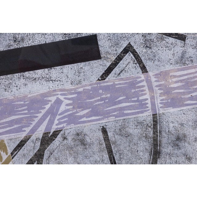 Clinton Hill Signed 1988 Abstract Geometric Postmodern Monotype Framed For Sale In Detroit - Image 6 of 6