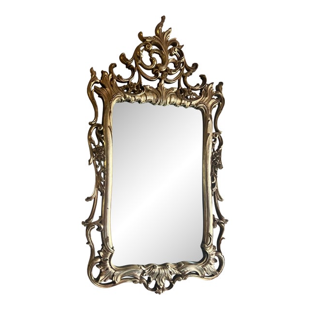 Vintage Rococo Style Gold Mirror For Sale