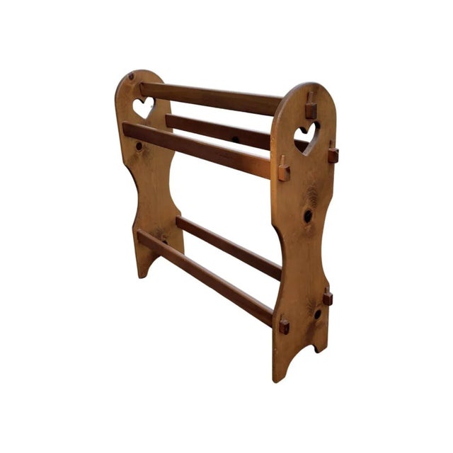 Tan Mid-Century Solid Pine Quilt and Blanket Rack For Sale - Image 8 of 8