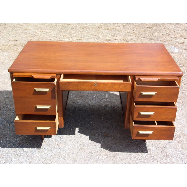 Vintage Mid Century Modern Jofco Jasper Executive Office Tanker Desk Walnut MCM Chairish