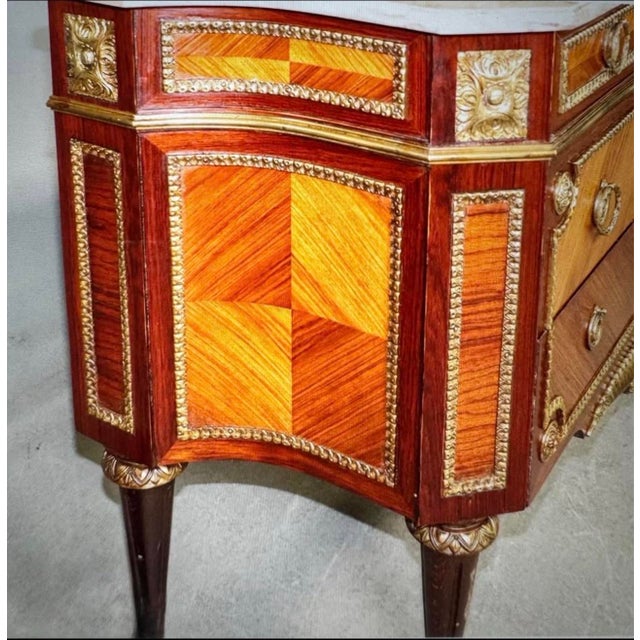 Spanish 1930s Spanish Mahogany Marble Top Gilded Ormolu Chest For Sale - Image 3 of 5