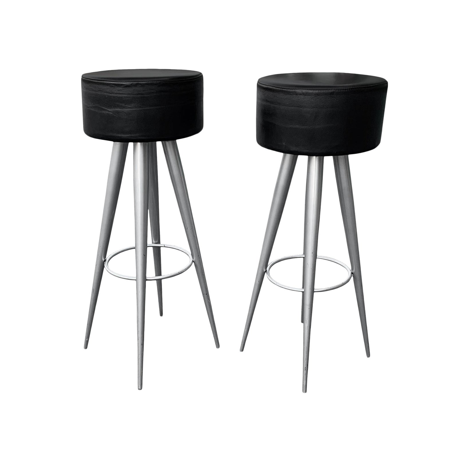 Modern Black Leather Bar Stools Made in Italy Chairish