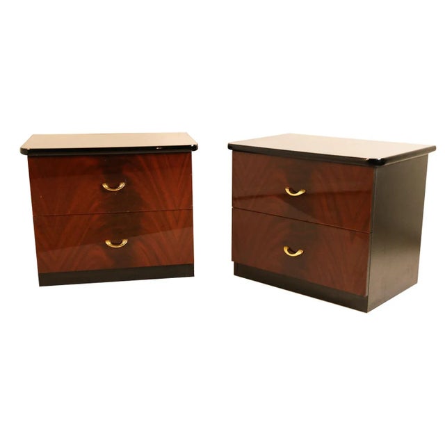 Brown Pair of Modern Italian Mahogany Nightstands Tables For Sale - Image 8 of 12