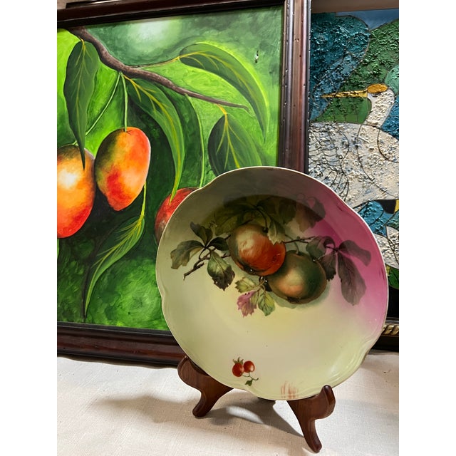 1970s 1970s Bavaria Ceramic Plate With Plums Accents For Sale - Image 5 of 5