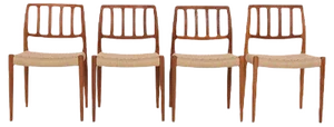 Solid Teak Model 83 Chairs by Niels Otto (N. O.) Møller for J. L. Møllers, Denmark, Set of 4