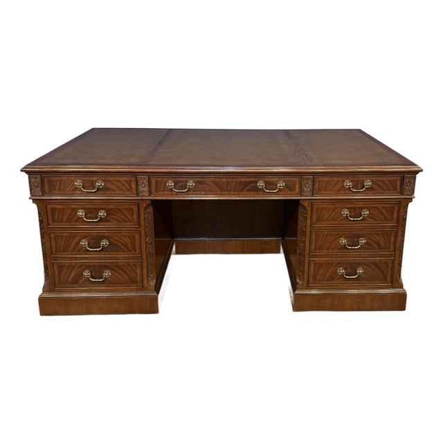 Traditional 72” Mahogany Executive Desk by Leighton Hall - Showroom Sample For Sale