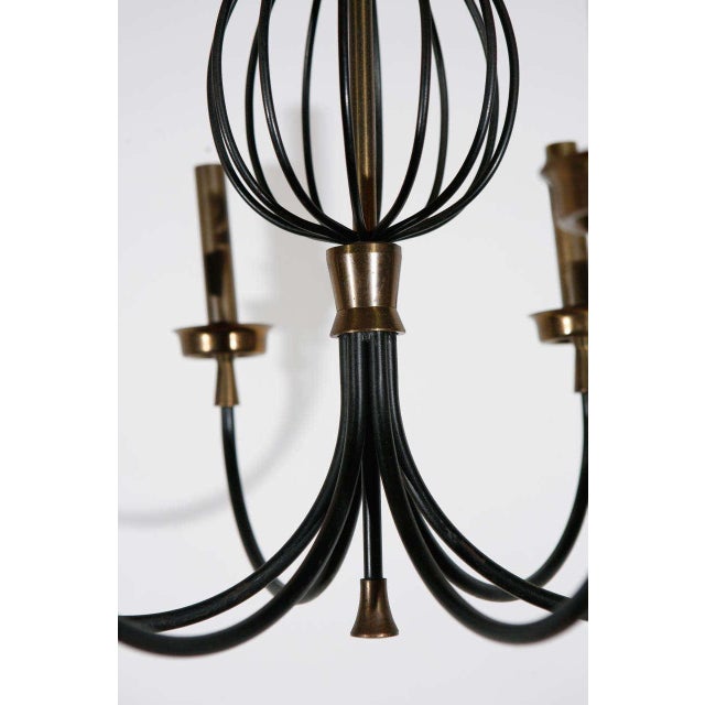 French Black & Brass Chandelier For Sale In Los Angeles - Image 6 of 10