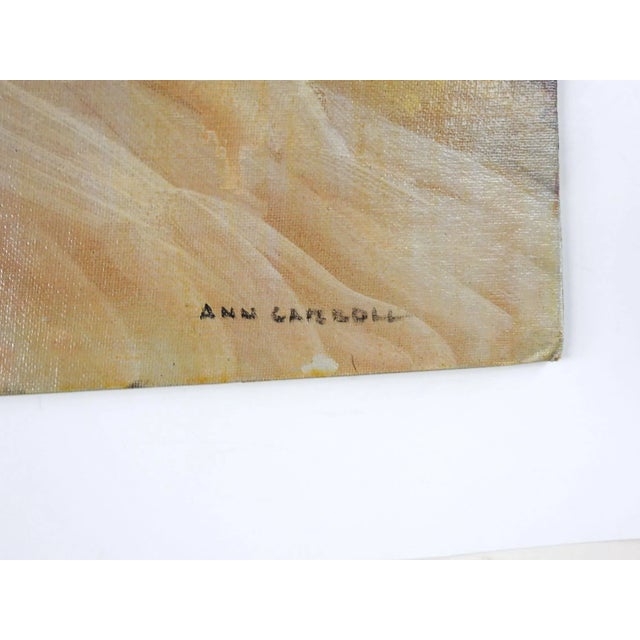 Vintage oil on canvas board of red headed Bohemian nude woman with Japanese parasol and her little Maltese dog. Signed Ann...