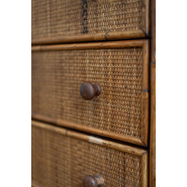 Small Bamboo and Rush Fabric Chest of Drawers, 1970s For Sale - Image 4 of 7