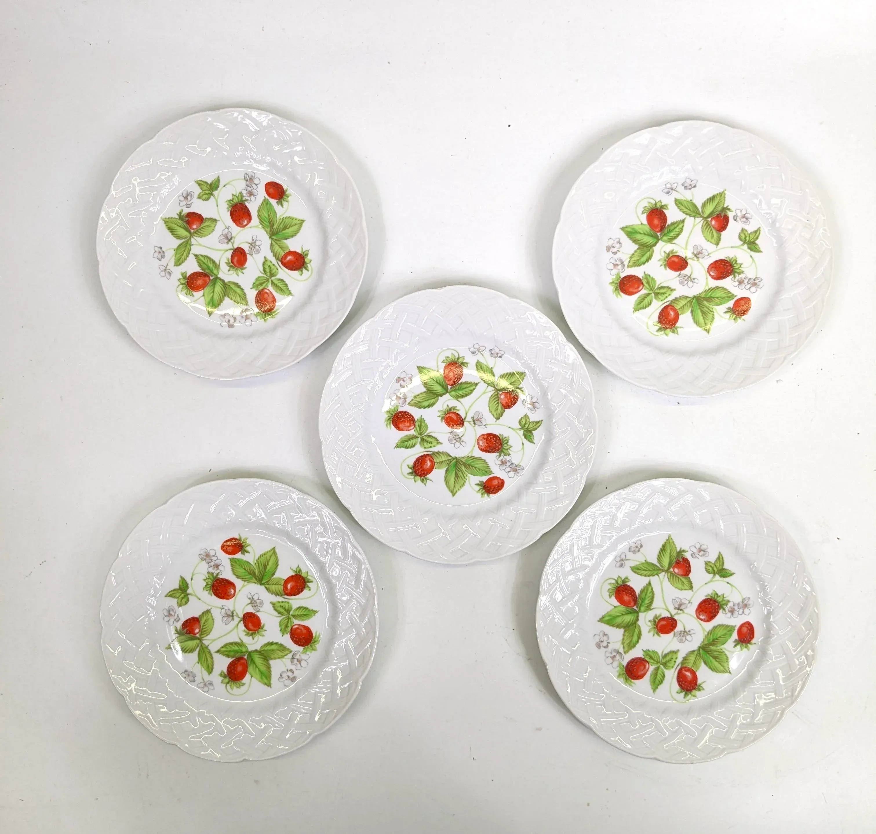 Set of 5 Limoges Porcelain Strawberry Plates | Chairish