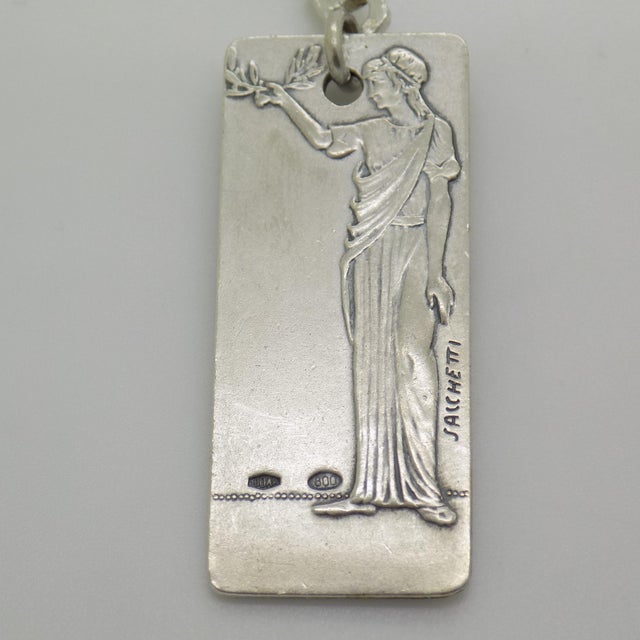 Vintage Italian Handmade Genuine Silver Italian Futurism Sport Tennis Keyring For Sale - Image 4 of 11