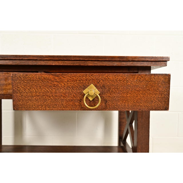 Stickley Brothers Style Antique Mission Oak Arts & Crafts Desk or Writing Table, Circa 1910 For Sale In South Bend - Image 6 of 11