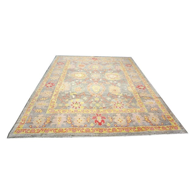 Turkish Oushak Master 8x10 Grey, Red, & Yellow Handmade Area Rug #1143973