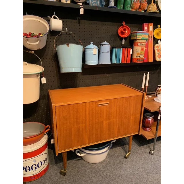 Mid-Century Scandinavian Teak Bar Cabinet For Sale - Image 3 of 9