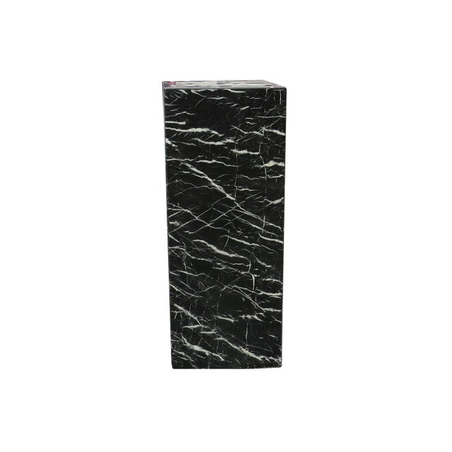 Vintage Postmodern Black and White Marble Pedestal For Sale In Chicago - Image 6 of 10