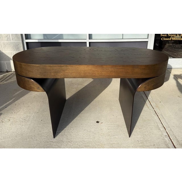2020s Restoration Hardware Elodi Desk in Brown Oak For Sale - Image 5 of 10