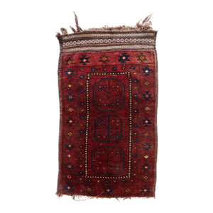 1950s, Handmade Vintage Afghan Baluch Rug 2' X 3.5'