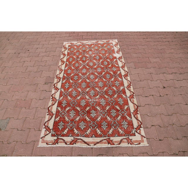 1970s Contemporary Style Floral Design Red Handmade Oushak Rug For Sale - Image 9 of 9
