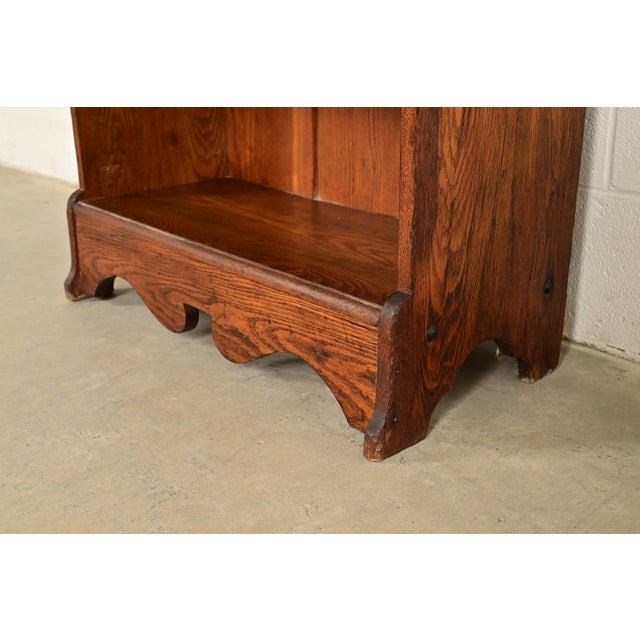 Brown Antique Victorian Carved Oak Bookcase, Circa 1900 For Sale - Image 8 of 12