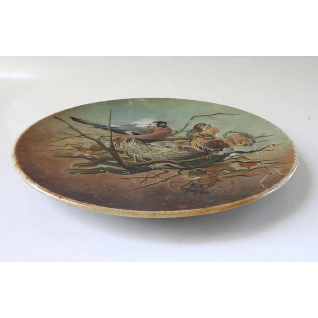 English Antique 1890 Hand Painted Bird Plate For Sale - Image 3 of 5