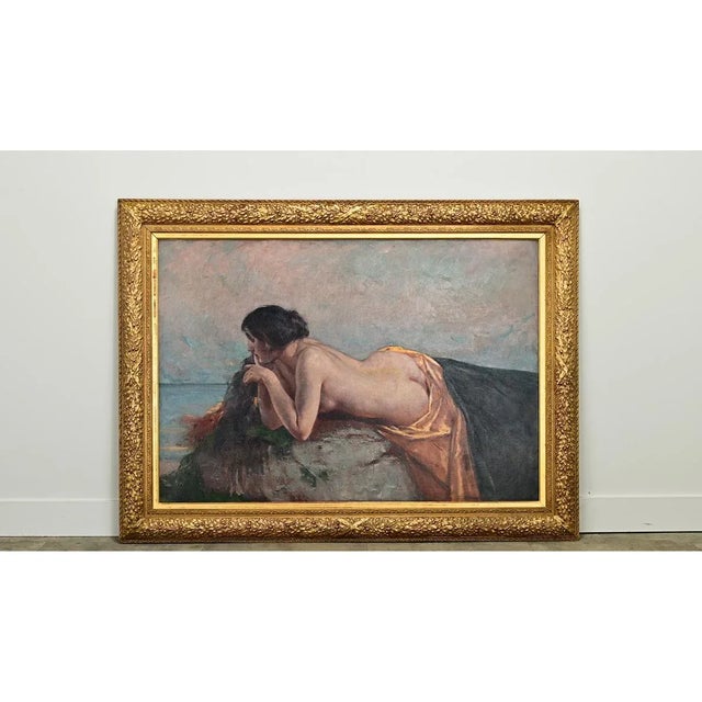 Late 19th Century Framed Oil Painting “Girl on a Beach” by Belgian Artist Gerard Roosen For Sale - Image 5 of 12