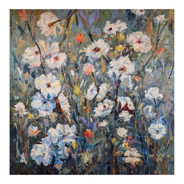 Wild Flowers. Acrylic Floral on 1.25 in Thick Gallery Wrap Canvas. For Sale