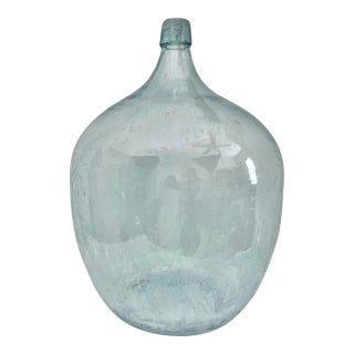 Antique Blown Glass Demijohn or Decanter | Aged Light Turquoise For Sale