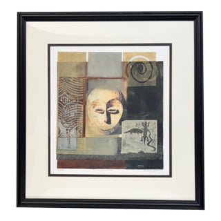 1990s "Mask Series #3" Mixed Media Print For Sale