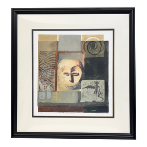 1990s "Mask Series #3" Mixed Media Print