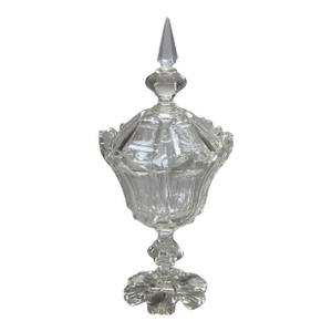 Antique Emhart Cut Glass Lidded Compote Circa 1840